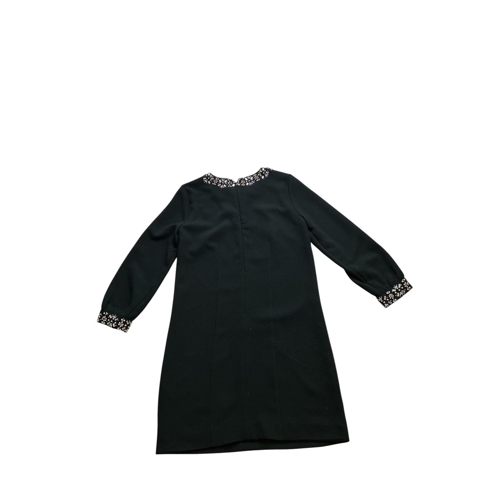 J.Crew Black Embellished Crystal Pearl Neck Shift Dress Long Sleeve Womens 0 - Picture 9 of 10
